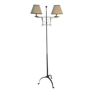 19th Century Wrought Iron Two Arm Floor Lamp For Sale