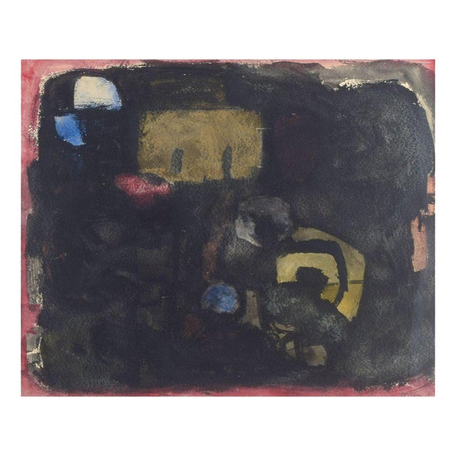 Bengt Orup, Abstract Composition in Dark Tones, 1950s, Watercolour on Paper For Sale