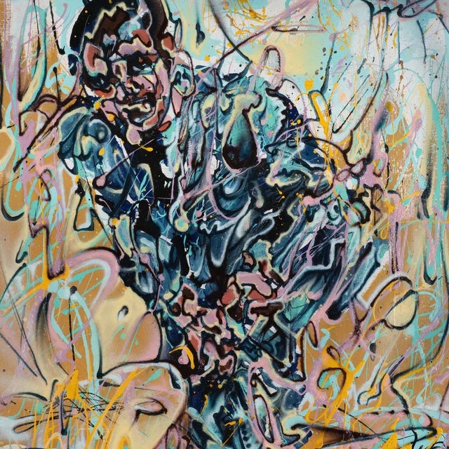 Modern "Portrait of Man in Suit" Contemporary Modernist Abstract Figurative Oil Painting by Costain For Sale - Image 3 of 8