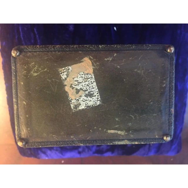 Army Green Continental Shagreen, Mother of Pearl Miniture Trunk With Gilt Filigree Crystal Bottles - 3 Pieces For Sale - Image 8 of 13