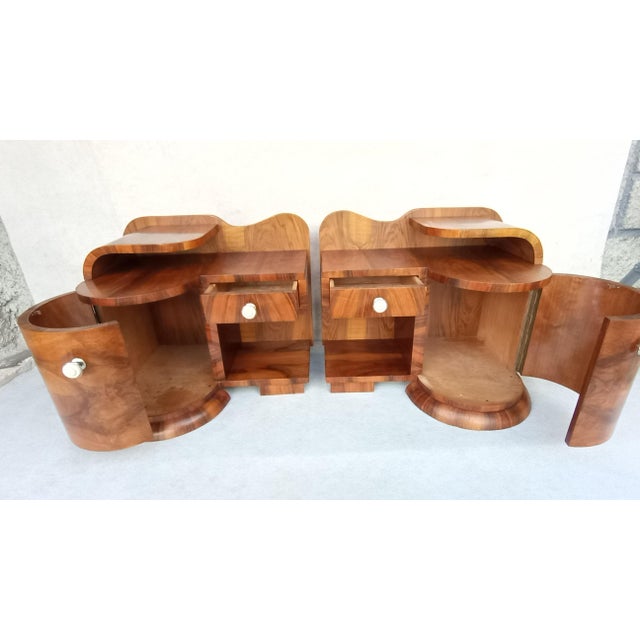 Art Deco Bedside Tables by Jindřich Halabala for Up Závody, 1930s, Set of 2 For Sale - Image 15 of 16