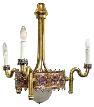 Gold Plated 3-Arm Chandelier by Jozsef Engelsz, 1970s