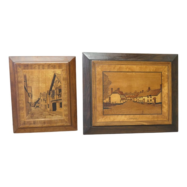 Marquetry Pictures of Laycock, 1940, Set of 2 For Sale