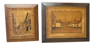 Marquetry Pictures of Laycock, 1940, Set of 2