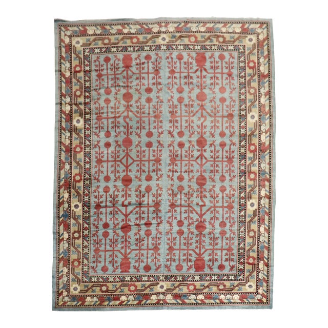 Teal Late 20th Century Room-Size Khotan Rug For Sale