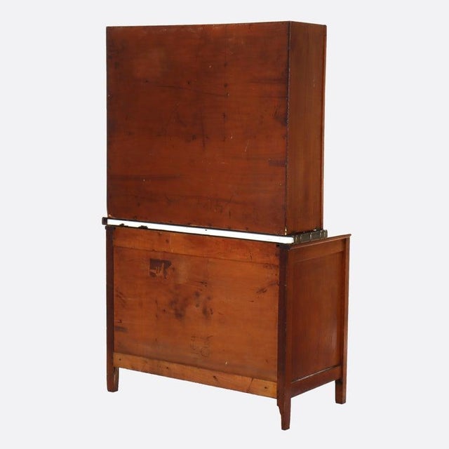 Antique Hoosier Oak Porcelain Top Cabinet With Mirror Unsigned For Sale - Image 11 of 13