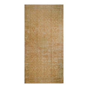 1930s Tan Camel Geometric Antique Turkish Sivas Rug 11' X 22'8" Handknotted Wool Carpet