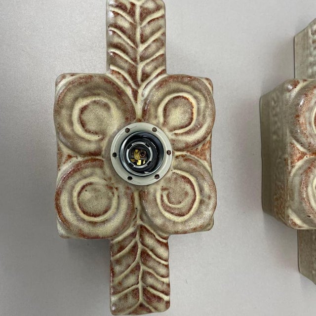 Vintage Ceramic Fat Lava Wall Lights from Pan Ceramics, Germany, 1970s, Set of 2 For Sale - Image 9 of 16