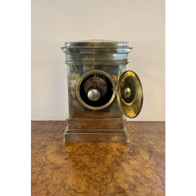 Antique French Victorian Brass Mantle Clock, 1870 For Sale - Image 4 of 7