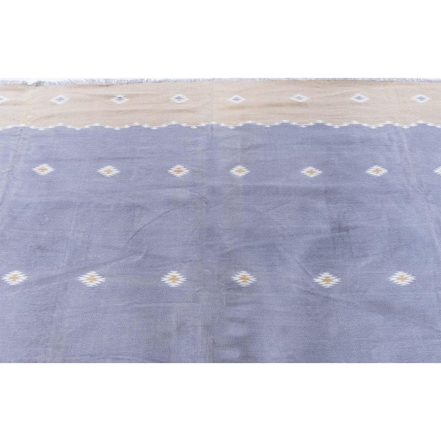 1950s Doris Leslie Blau Mid-Century Indian Dhurrie Lavender Flatweave Cotton Rug For Sale - Image 5 of 7