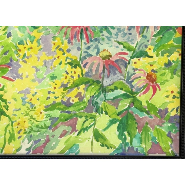 Paint Original Framed Vibrant 'Field of Flowers' Watercolor Painting For Sale - Image 7 of 15