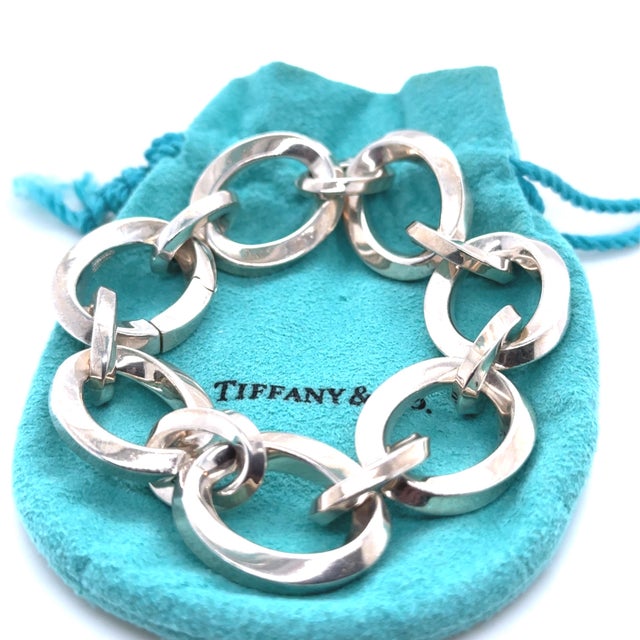 Tiffany & Co. Sterling Silver Vintage Oval Link Bracelet 88g For Sale - Image 6 of 6