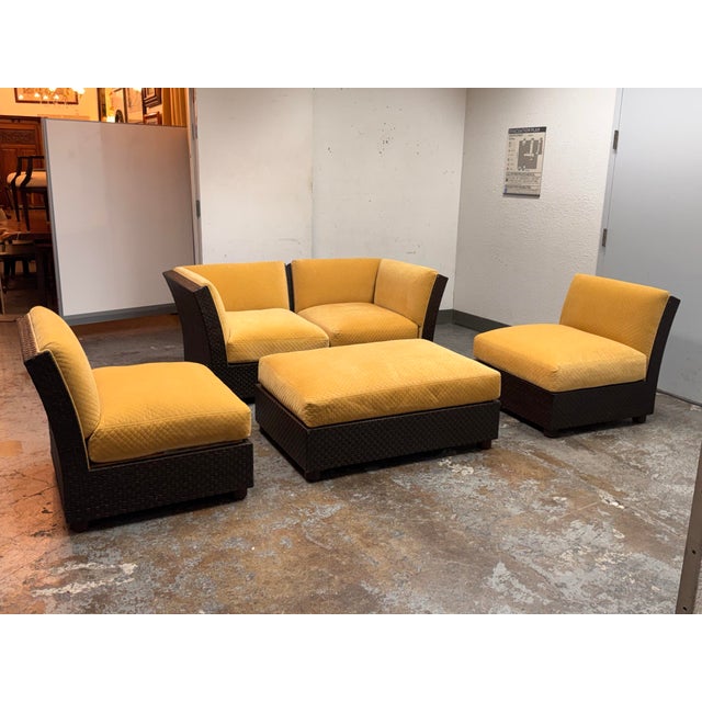 McGuire Orlando Diaz-Azcuy for McGuire Cambay Sectional + Ottoman For Sale - Image 4 of 11