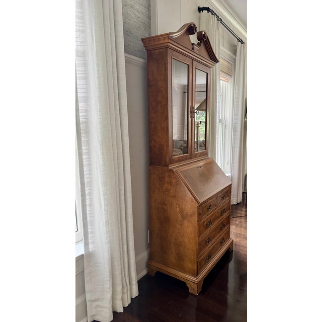 Trouvailles Furniture Inc. Late 20th Century Trouvailles Inc Burlwood Secretary Desk For Sale - Image 4 of 12
