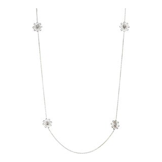 Tiffany & Co Paloma Picasso Flower Necklace Estate Silver 27" Long Chain For Sale