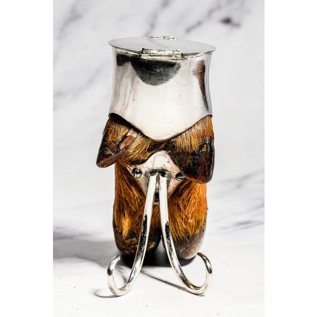 Country Sporting Decor Antique English Sterling Silver Mounted Deer Hoof Taxidermy Inkwell For Sale - Image 9 of 14