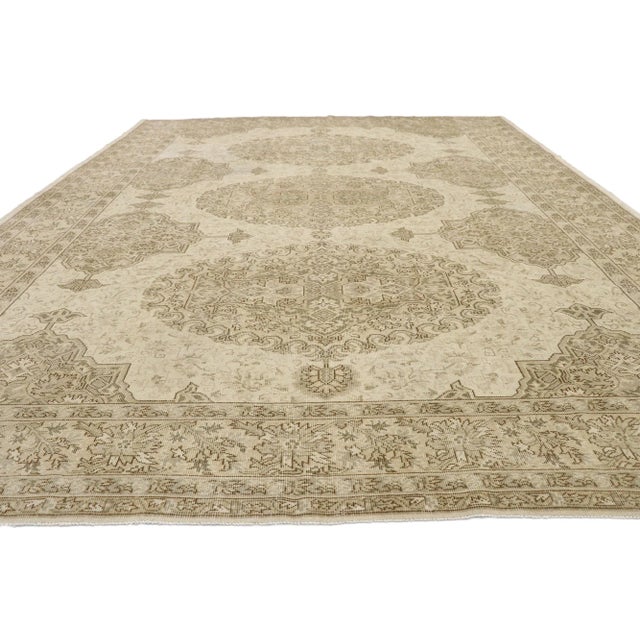 American Vintage Distressed Turkish Sivas Rug - 9′ × 12′4″ For Sale - Image 3 of 10