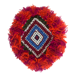 Late 20th Century Beaded Afghan Dress Flower Applique
