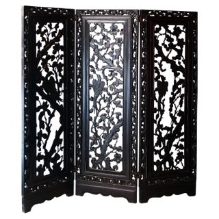 Handcrafted Solid Mahogany Carved Screen, Philippines, 1930 For Sale