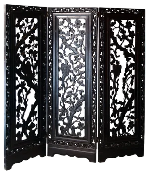 Handcrafted Solid Mahogany Carved Screen, Philippines, 1930