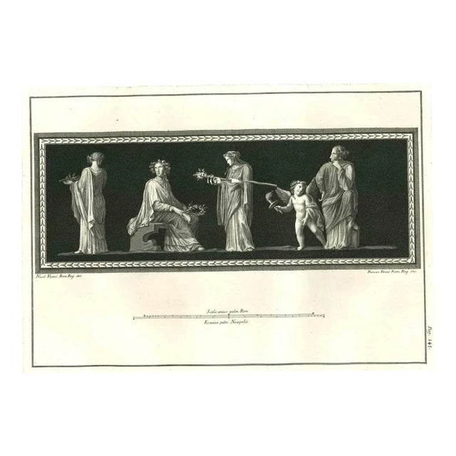 Philip Morghen, Ancient Roman Painting, Original Etching, 18th-Century For Sale