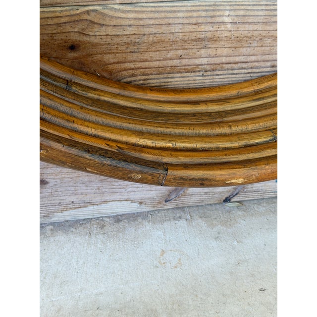 Monumental Vintage Bent Rattan Circular Wall Shelf Manner of Paul Frankl For Sale - Image 10 of 12