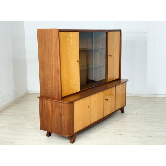 Vintage Bar Cabinet in Birch and Brass For Sale - Image 16 of 18