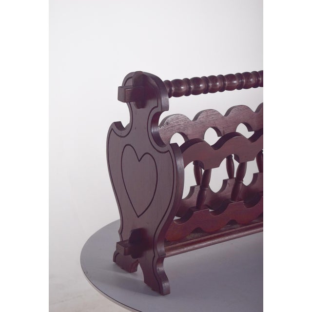 Antique Rustic Oak Magazine Rack, 1890s For Sale - Image 3 of 7