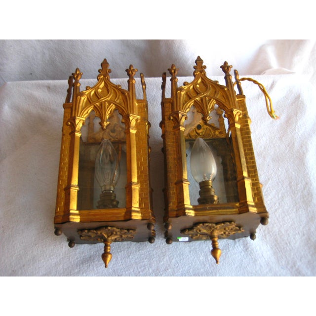 Gothic Late 19th Century French Pair of Neo-Gothic Sconces For Sale - Image 3 of 11
