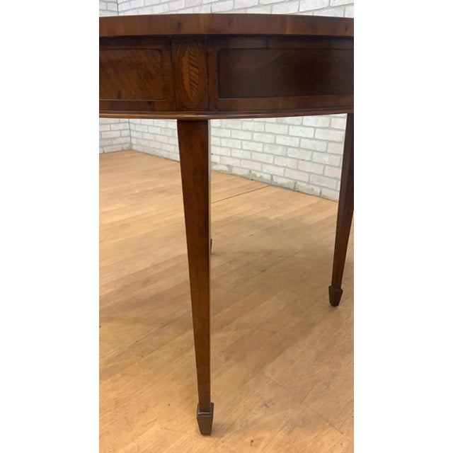 Vintage Inlay Flame Mahogany Table With Folding Demi Lune Console For Sale - Image 9 of 10