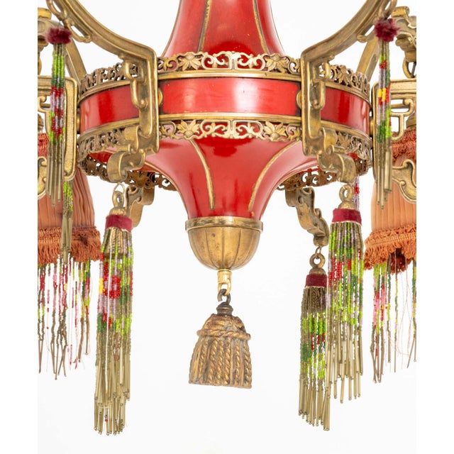 Early 20th Century Art Deco Chinoiserie Style Six-Branch Chandelier For Sale - Image 5 of 9