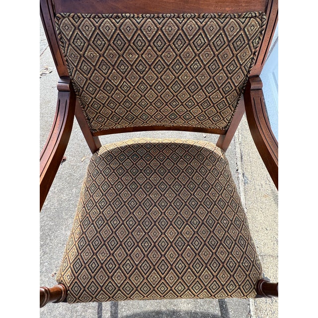 Textile Vintage Fairfield Armchair Traditional Style Geometric Upholstery Wood Frame For Sale - Image 7 of 12