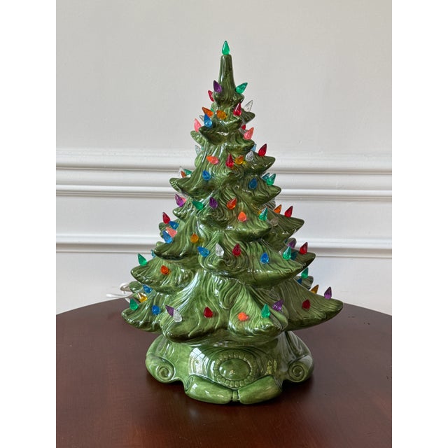 Mid-Century Modern 1970s Atlantic Mold Handmade Illuminated Ceramic Christmas Tree For Sale - Image 3 of 10