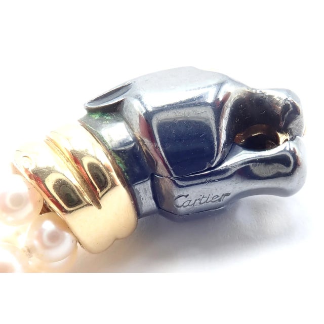 1990s Panthere De Cartier Panther Yellow Gold & Silverium Pearl Emerald Bracelet For Sale In Philadelphia - Image 6 of 14