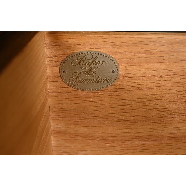 Baker Furniture French Provincial Louis XV Carved Oak and Burl Wood Triple Dresser or Credenza For Sale - Image 9 of 16