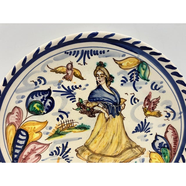 1920s 1920s Italian Faience Hand Painted Plate For Sale - Image 5 of 6