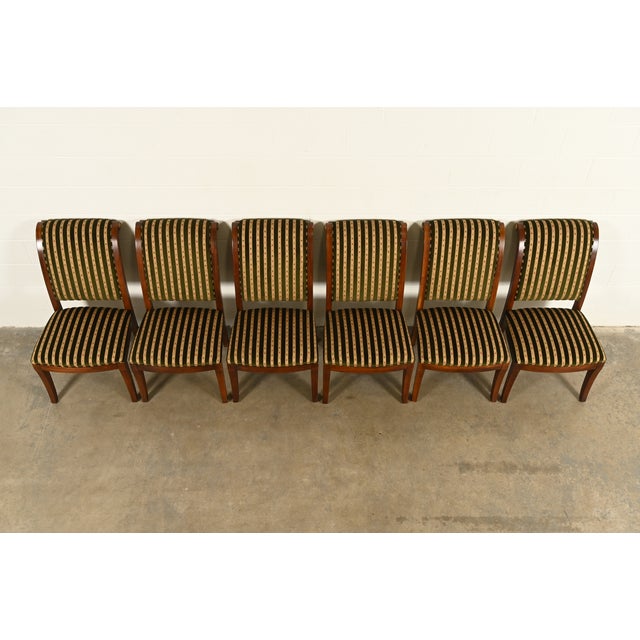 Late 20th Century Henredon French Empire Carved Mahogany Dining Chairs, Set of Six For Sale - Image 5 of 14