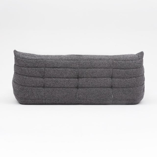 Textile Vintage Ligne Roset Togo 3-Seater in Graphite Mélange Bouclé - Restored European Original For Sale - Image 7 of 17