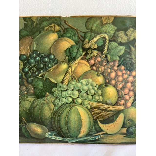 Mid-Century Modern Vintage Still Life Fruit Print on Wood Panel For Sale - Image 3 of 10