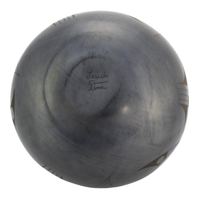 Large Mexican Black on Black Pottery Olla Signed by Jesus Pina 20thC For Sale - Image 10 of 11