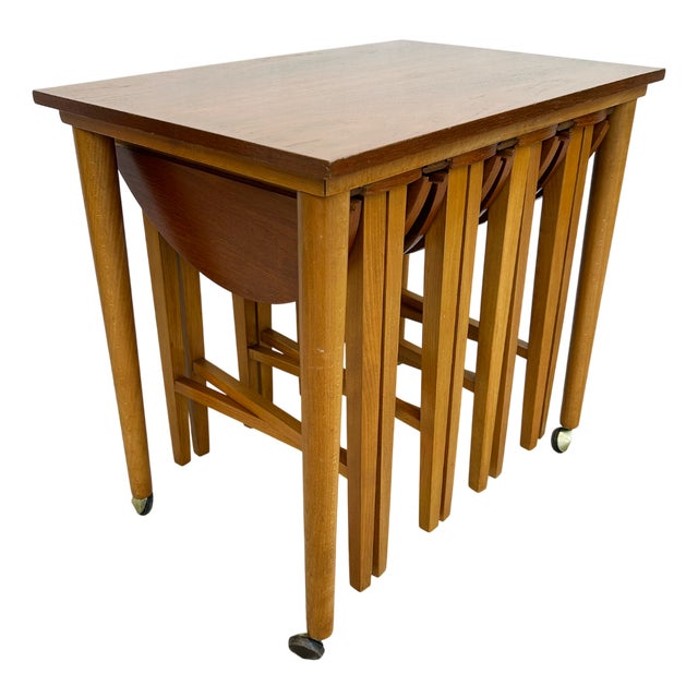 Teak Nesting Tables attributed to Poul Hundevad for Novy Domov, 1960s, Set of 5 For Sale