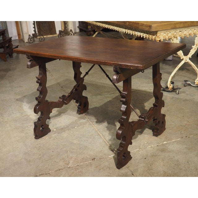 18th Century Spanish Baroque Single Plank Table With Wrought Iron Stretchers For Sale - Image 16 of 18