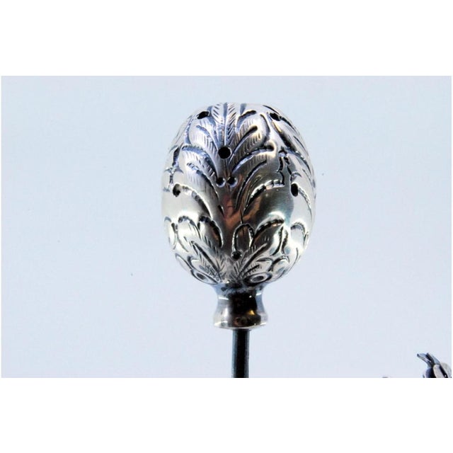 Silver Toothpick Holder with Acanthus Leaf and Flowers For Sale - Image 5 of 9