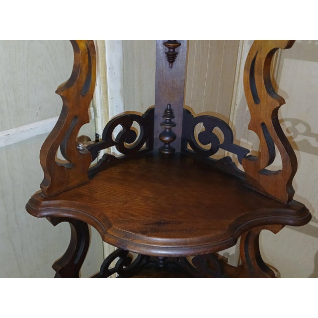 Late 19th Century Victorian Walnut Ornate Five Tier Corner Etagere For Sale In Naples, FL - Image 6 of 10