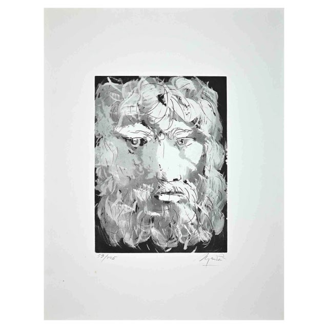 Giacomo Manzú, Portrait of King Oedipus, Original Etching, 1970 For Sale