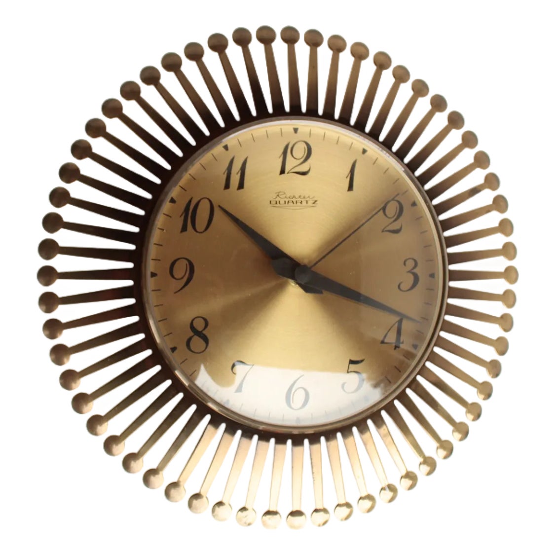 Mid-Century Brass Sunburst Wall Clock, 1960s | Chairish