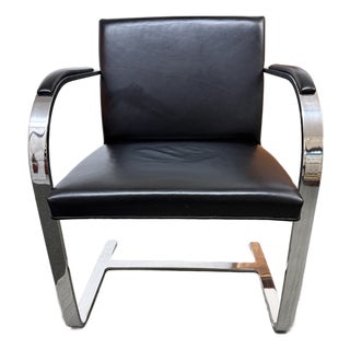 Brueton Cantilever Leather + Chrome Chair For Sale