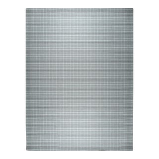 9x12 Timeless Celia Gray Kilim Minimalist Grid Modern Flatweave Wool Carpet Rug For Sale