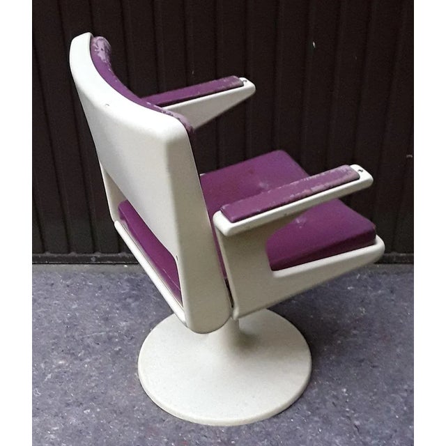 Ivory Desk Chair with Purple & White Plastic on Tulip Base, 1970s For Sale - Image 8 of 14