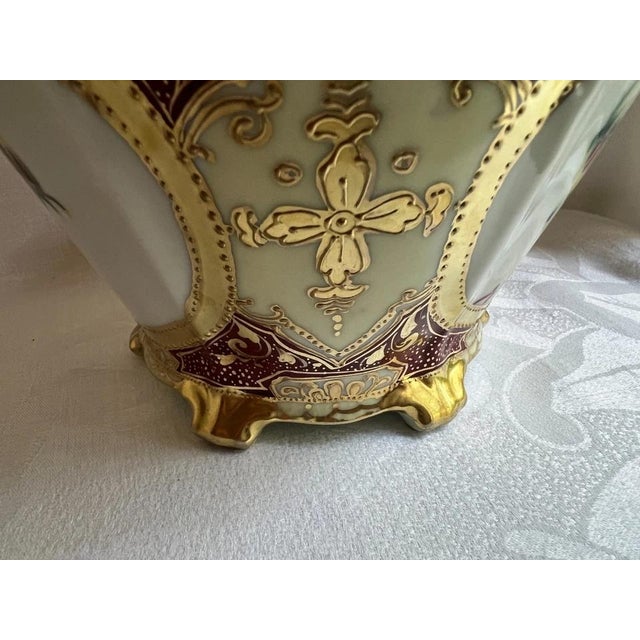 Antique Nippon Morimura Floral Moriage Biscuit Jar, Gold & Mauve For Sale - Image 10 of 15